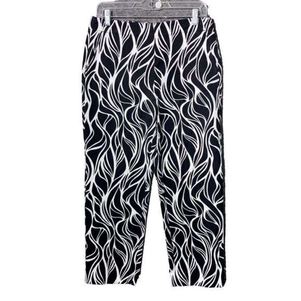 Talbots Women's 8 Stretch Zebra Animal Print Swirl Flat Front Ankle‎ Pants